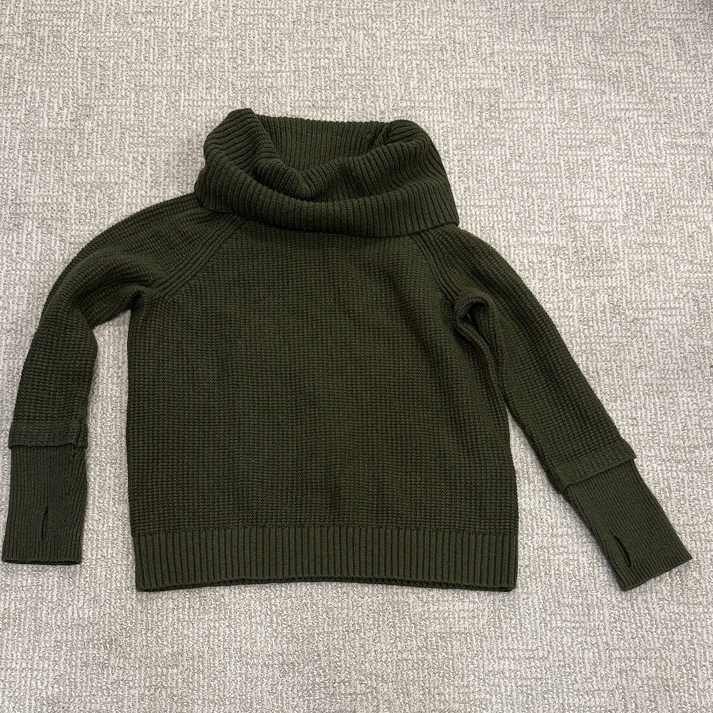 Market & Spruce Olive Green Cowl Neck Knit Sweater